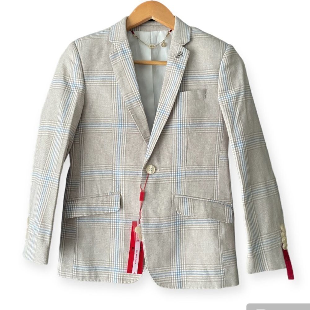 Elie made in Italy plaid kids blazer size M(10/12) 36
